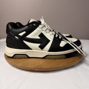Off-White Out Of Office Calf Leather Black White Low Top Sneakers Men's Athletic